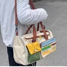 Sac à bandoulière multifonctionnel en nylon de style décontracté et vacances, avec grande capacité, poches multiples, cordon de serrage, séparation humide/sèche, bandoulière réglable à fermeture éclair. Convient pour les hommes, les femmes, les sports de plein air, les voyages, la natation, la gym, la randonnée, l'utilisation quotidienne, le stockage à l'hôpital, les accessoires scolaires et les fournitures scolaires.