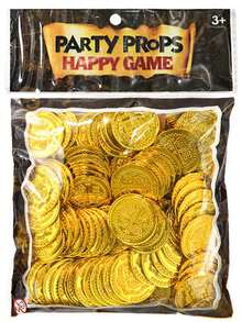 100pcs Plastic Pirate Golden Coins - Detailed Treasure Chest Design, Ideal For Holiday Parties, Pirate Adventure Themed Events & Stage Theater Props, Festive Party Accessory | Decorative Coin Set | Detailed Coin Design, Pirate Accessories
