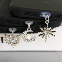 Tapón antipolvo tipo C para puerto de carga con diseño de corazón, mariposa y estrella, accesorio decorativo colgante para smartphones, tabletas, electrónica y amantes de los gadgets
