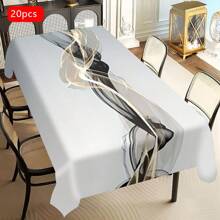 1 pieza Mantel de poliéster, diseño de patrón de pintura de nubes fluidas en color negro y dorado, mantel gris - perfecto para el hogar, la cocina, el restaurante, la fiesta, el festival, el regalo, la boda, la decoración de interiores y exteriores