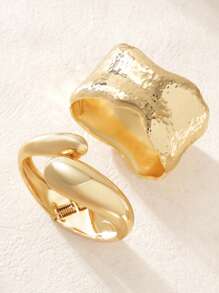 1pc Minimalist Aesthetic High-Quality Unique Design Asymmetric Water Drop Hollow Metal Bangle Bracelet, Versatile For Evening Party, Daily Wear, Office, Bar, Music Festival, Wedding, Business Events, Gift