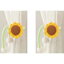 Pacote com 2 prendedores de cortina de girassol sem perfuração, fivelas de cortina modernas e simples, prendedores de cortina para quarto, sala de estar, decoração de casa