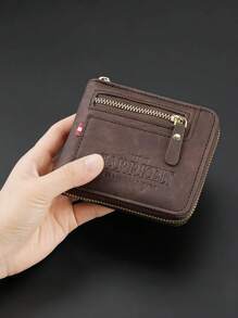 Carteira compacta masculina com zíper,, com bolso com zíper, compartimentos multifuncionais para cartões e porta-identidade, moderna e prática para o uso diário, presente de Natal/Carnaval, acessório moderno para jovens