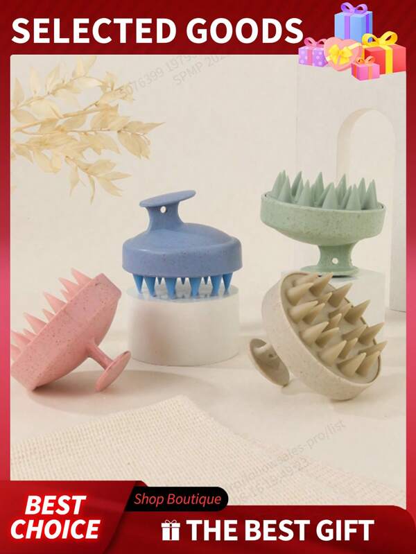 1PC Szczotka do masażu skóry głowy, Szczotka do mycia włosów, Narzędzie do mycia włosów ze słomy pszenicznej, Silikonowa szczotka do włosów, Masaż skóry głowy, Szczotka do masażu i oczyszczania skóry głowy,