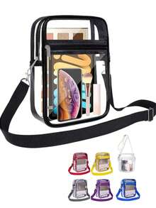 透明斜挎包，体育场认可的透明包，适合音乐会、女性体育赛事 PVC 包透明斜挎包，配有可调节肩带，礼品体育场认可的 12*12*6 透明钱包包，适合音乐会、体育赛事和节日，时尚透明、透明防水女士包，适合夏季、度假和海滩，非常适合音乐节，防水、防沙透明包，沙滩运动野餐零食透明女士钱包