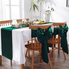 8pcs/Set Satin Finish Tablecloths 7*108 Inch White Color, Smooth Fabric Decorative Tablecloths For Wedding, Party, Birthday, Graduation, DIY Decor