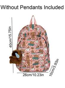 1 pieza Nueva mochila de nailon con diseño de Carpincho de dibujos animados para niñas, cierre con cremallera, correas ajustables, linda bolsa escolar casual para actividades al aire libre, viajes y regalos festivos