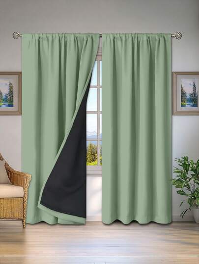 1pc Blackout Thermal Curtain Fabric - 99% UV-Resistant Polyester, Rod Pocket Hanging, Non-Bleachable Plain Weave, Bedroom Art Theme, Coated Blackout Thermal, Noise Reduction - Ideal For Bedroom, Farmhouse And School Deep Sleep (100g Fabric Weight)