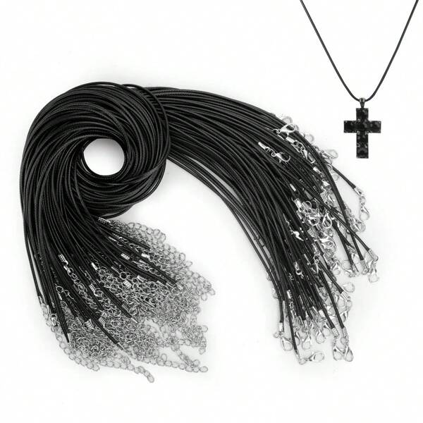 10/20/30/50/100 pièces Cordons de collier de mode en PU avec fermoir mousqueton, 1,5 mm d'épaisseur, durables et imperméables, noir et multicolores, fournitures de fabrication de bijoux DIY pour hommes et femmes, convenant pour un port quotidien et festif