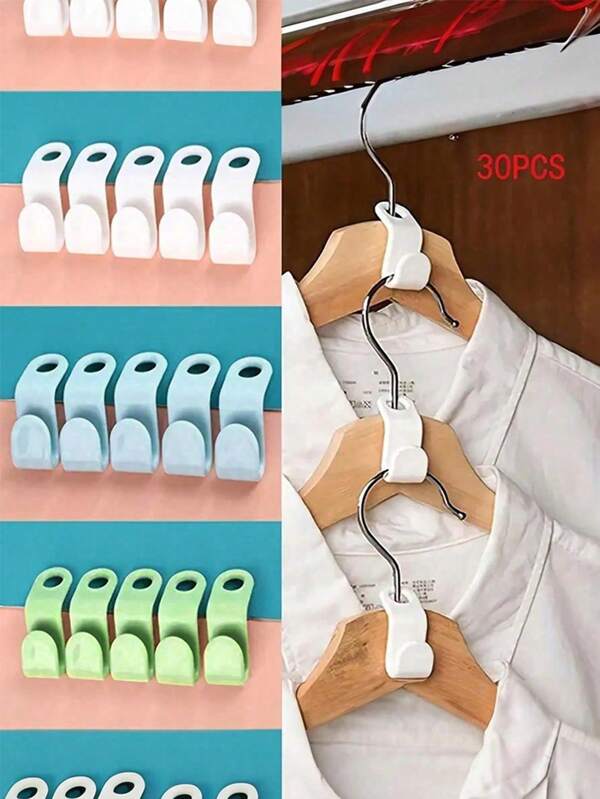 30 Pieces Of Mini Hangers Are Suitable For Wardrobe Connector Hooks, Stacked Plastic Wardrobe Coat Storage Racks, Thickened Plastic Connecting Buckle Hooks, Suitable For Various Types Of Hangers, Used For Wardrobe Organization, Connecting Hangers, Can Be Used In Stacks, Smooth Workmanship, New Material PP Material