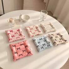 1pc Creative Bow Tie Coaster, High-End, Luxury Photography Prop, Decorative Mat, Heat Insulation Mat, Coffee Cup Mat, Holiday Decorative Coaster, Fabric Filled Coaster - Multicolor - View 3