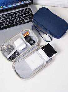 1pc Digital Accessories Storage Bag, Electronic Organizer Travel Universal Cable Pouch, Suitable For Phone Case, Data Cable, Coin Purse, Jewelry, Classified Storage Compartments, Power Bank, Mouse, Charger, Cable, Pencil Case, Hard Drive, Protective Cover, Washable Travel Storage Pouches