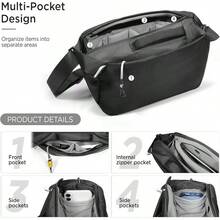 Camera Sling Bag, Waterproof Camera With Tripod Holder, DSLR/SLR/Mirrorless Cameras Shoulder Bag, Crossbody Camera Bags Photography (Black) - 黑色 - 查看 4