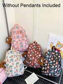 1 pieza Nueva mochila de nailon con diseño de Carpincho de dibujos animados para niñas, cierre con cremallera, correas ajustables, linda bolsa escolar casual para actividades al aire libre, viajes y regalos festivos