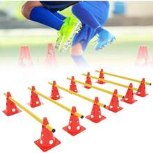Agility Hurdles Training Set, 32CM Cone Bucket Set With Holes, 6-Piece Sports Hurdle Set,  Portable Hurdles Set Height Adjustable For Dog Football Tennis Handball Hose Riding, Orange - Orange - View 1