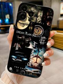 1 件汽车和飞机插图抗冲击手机壳，适用于 Apple、Galaxy、Infinix、Redmi、OPPO、VIVO、Realme 防水防震防摔防刮 - 黑色 - 查看 2