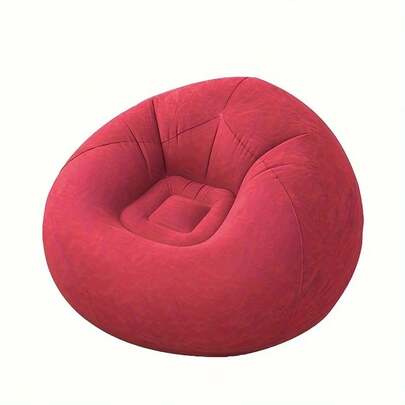 TAIMASI 1pc Flocking Beanless Inflatable Lounge Chair - Multifunctional Portable Sofa With Round Single Seat Design - Ideal For Living Room, Office Lunch Break, Outdoor Picnic, Camping, And Relaxation