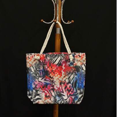 Made In Turkey - Waterproof Interlock Laminated Zippered Beach Bag - Large 45x42 Cm Durable Summer Tote For Pool, Beach, Travel