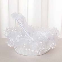 Cesta de flores para niña de las flores para la boda estilo occidental, cesta portátil para lanzar flores