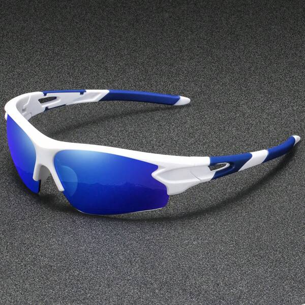 New Fashion Street Casual Glasses, Wraparound Half-Frame Design, Glossy Coated Lenses, Suitable For Leisure Travel, Photo Props, Ideal Gift