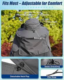 Sombrero de pesca con ventilador solar para hombres, sombrero de ala ancha con doble ventilador, sombrero cubo con ventilador, 3 velocidades y 90° de inclinación