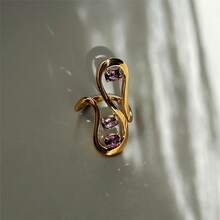 VKHK 1 chiếc nhẫn đơn bằng thép không gỉ mạ vàng 18K thời trang đính đá Zirconia, thích hợp cho phụ nữ mặc hàng ngày và mặc khi đi dự tiệc, làm quà tặng - Nhẫn cá nhân - Xem 4