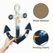 3-Piece Putuo Decor Nautical Wooden Wall Decor Set - Featuring Ship Wheel, Anchor And Life Buoy Designs With Starfish And Seashells, 2D Flat Wall Hanging Decorations, Suitable For Home, Cabin, Cafe, Office, Bar - Unique Gift Idea