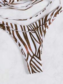 女式性感吊带系带比基尼上衣和高腰低腰比基尼下装套装