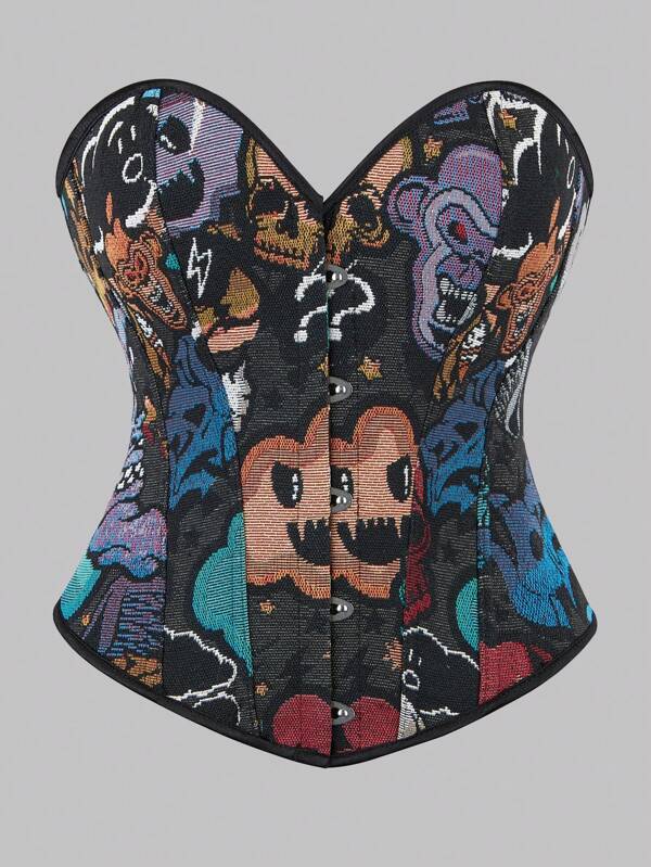 Bustier vintageà arêtes de poisson pour femme, body sexy à corsage unicolore, top court, convient pour Halloween
