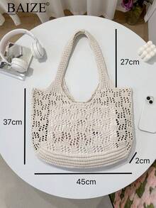ENBEI Modische neue weiße gehäkelte Handtasche für Herbst/Winter, leicht und einfach zu tragen, große Kapazität gewebte Tragetasche, Damentasche, neue Damentasche für Herbst/Winter, beste Herbst Umhängetasche, geeignet für Pendeln, Reisen, Einkaufen, Rückkehr zur Schule, große Kapazität Handtasche, neues stilvolles Design, perfekt passend zu Herbstoutfits, Weihnachtsgeschenk - Khaki - Übersicht 10