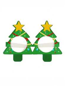 9pcs,Holiday Christmas Glasses - Santa Claus, Reindeer, Snowmen And Tree Designs - Suitable For Holiday Parties, Birthdays And Weddings - High-Quality Paper Photo Props, Christmas Decorations