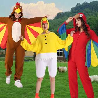 Costume da pappagallo per adulti donna - Tuta colorata con ali, cappello e scarpe, costume da animale per Ognissanti, performance sul palco, strada, eventi scolastici