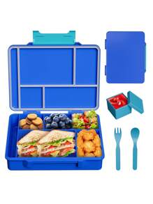 Bento-Lunchbox – Auslaufsicherer 5-Fächer-Lebensmittelbehälter mit Gabel, Löffel und Salatbox, ideal für Kinder und Erwachsene in der Schule, im Büro, auf Reisen und bei Picknicks