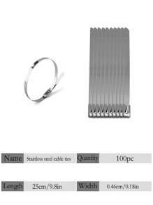 100pcs Stainless Steel Self-Locking Cable Ties, Rust-Proof, Corrosion-Resistant, High Temperature Resistant, Industrial Metal Zip Ties