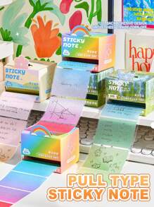 105 Sheets Of Pearlescent Pull-Out Sticky Notes In Gradient Colors, Transparent And Waterproof Material, Student Note Stickers, High Aesthetic Value Sticky Note Pad, Tear-Off Without Leaving Any Marks, Stationery Stickers., School Supplies, Back To School