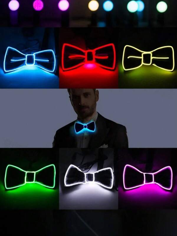 1pc-Luminous Bow Tie, LED Luminous Bow Tie, Suitable For Party Christmas Carnival Party Led Luminous Bow Tie Dance Dress Performance Props, Party Small Gifts, Birthday Gifts, Gift Fillers, Birthday Party, Room Decoration, Wall Decoration, (Some Parts May Be Random), Festival Essential, Autumn, Thanksgiving, Halloween, Christmas, Carnival, Halloween Props, Halloween Party, National Day, Autumn