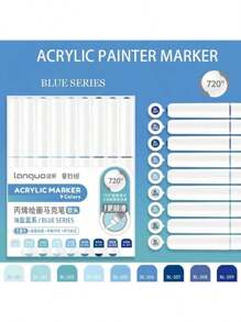 Languo 9 Colors Set Acrylic Marker Pens, Soft Tip Large Capacity Ink, Evenly Colored, Odorless, Opaque, Suitable For Stone, Glass, Ceramic, Easter Eggs, Metal, Wood And More - Perfect For Art, Craft And DIY Projects Back To School