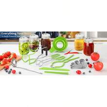 Glow HavenCanning Supplies Starter Kit,Canning Kit Beginners Of 9 With Jar Lifter,Wide Mouth Funnel,Wrench,Tongs,Lid Lifter,Bubble Popper,Canning Labels,Ladle,Measuring Spoon-Blue - Kit-neon Green09 - 查看 4