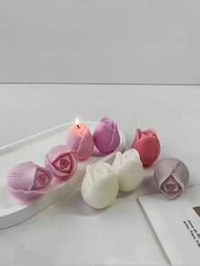 1pc Tulip Flower Silicone Candle Mold, DIY Handmade Plaster Mold - White - View 5