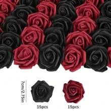 30 pièces Têtes de fleurs de rose artificielles en vrac, têtes de roses roses, fausses fleurs roses sans tige en mousse, mini fleurs de rose poussière rose pour DIY, Mariage, décoration de fête à domicile