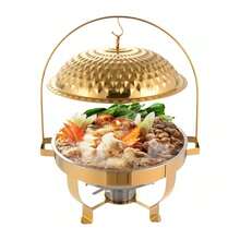 Elegant 8L Stainless Steel Chafing Dish With Diamond Lid And Gold Finish For Buffets, Parties, And Gatherings - Gold - View 2