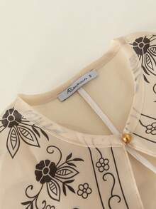 Amyenjoylife 现代菲律宾女式时尚纯色花卉印花泡泡袖上衣，春夏