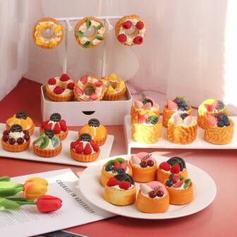 4 件精美蛋挞婚礼装饰冰箱贴，流行水果挞奶油蛋糕面包工艺品装饰套装