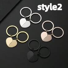 个性化激光雕刻心形钥匙扣，单人和情侣款式，情侣金属吊坠，周年纪念礼物，教师节礼物