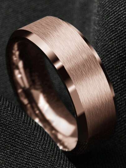 1 peça 8 mm joias clássicas cor ouro rosa anéis de aço inoxidável escovado para homens/mulheres acessórios moda anéis masculinos