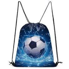 Kids' Fun Pattern Drawstring Bag - Teens Sport Gym Swim Travel Work Hiking Daypack Bag, Lightweight & Durable, Cute Designs Basketball,Football Print - Perfect For School, Sports, Travel, And Toy Storage - Multicolor - View 5