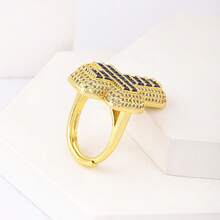 1 件可调节 18K 镀金铜锆石十字架戒指，独特简约设计，适合作为派对/送给爱人/朋友的礼物