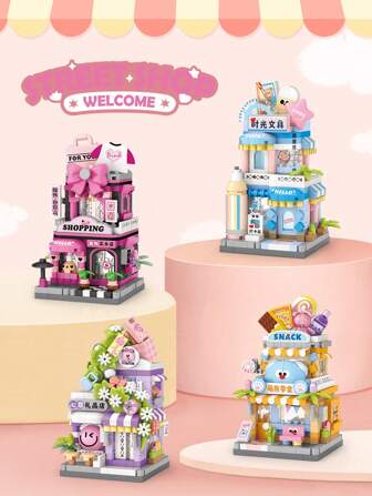  LOZ Micro Diamond Building Blocks Mini Street Scenes, Gift Shop, Snack Shop, Boutique, Stationery Shop, Toy Assembly Model, Birthday Gift, Christmas Gift