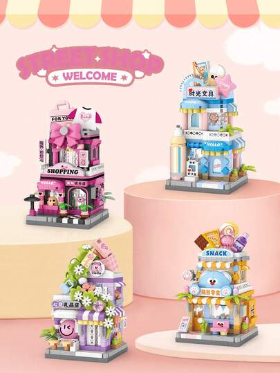  Khối xây dựng kim cương siêu nhỏ LOZ Cảnh đường phố thu nhỏ, Cửa hàng quà tặng, Cửa hàng đồ ăn nhẹ, Cửa hàng thời trang, Cửa hàng văn phòng phẩm, Mô hình lắp ráp đồ chơi, Quà tặng sinh nhật, Quà tặng Giáng sinh
