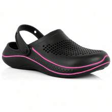 Pantuflas de mujer gruesas y suaves, pantuflas cómodas hogar de EVA antideslizantes, diseño ventilado, fáciles de poner, para interior y exterior – sandalias para casa, playa, piscina, oficina y paseos – 3 colores. - Negro - Ver 4